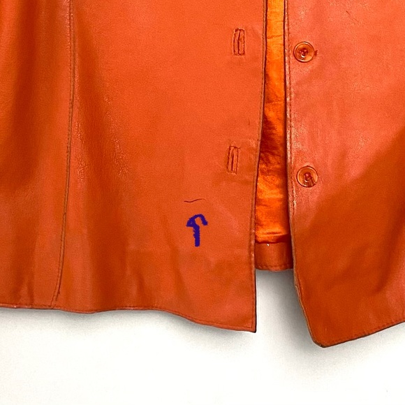 Sold‼️Vintage Orange Button Front Leather Shirt Jacket 70's - Picture 14 of 14